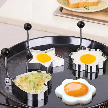 Stainless Steel Fried Egg Mold in different shapes, 5 pcs, Cooking Tools Kitchen Accessories Gadget