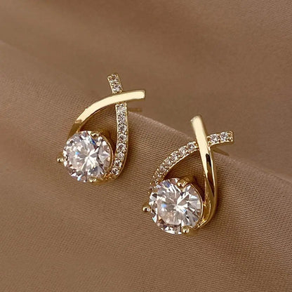 Fashion Cross Stud Earrings For Women Girls,  Elegant Crystal Jewelry, Gift