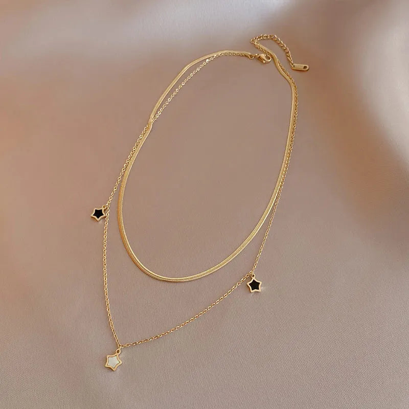 Stainless Steel Multilayer Chain Star Charm Necklace, Bracelet For Women | New Trend Jewelry Set
