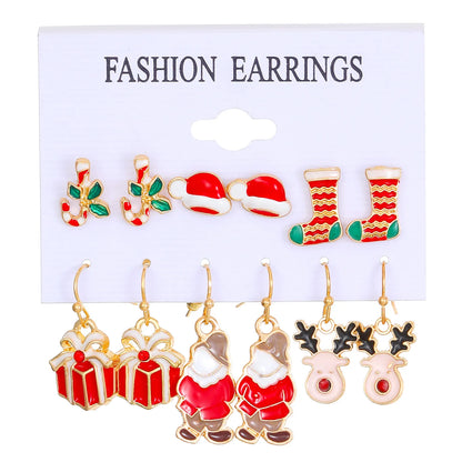 6 Pairs Christmas Combination Earrings Set for Women