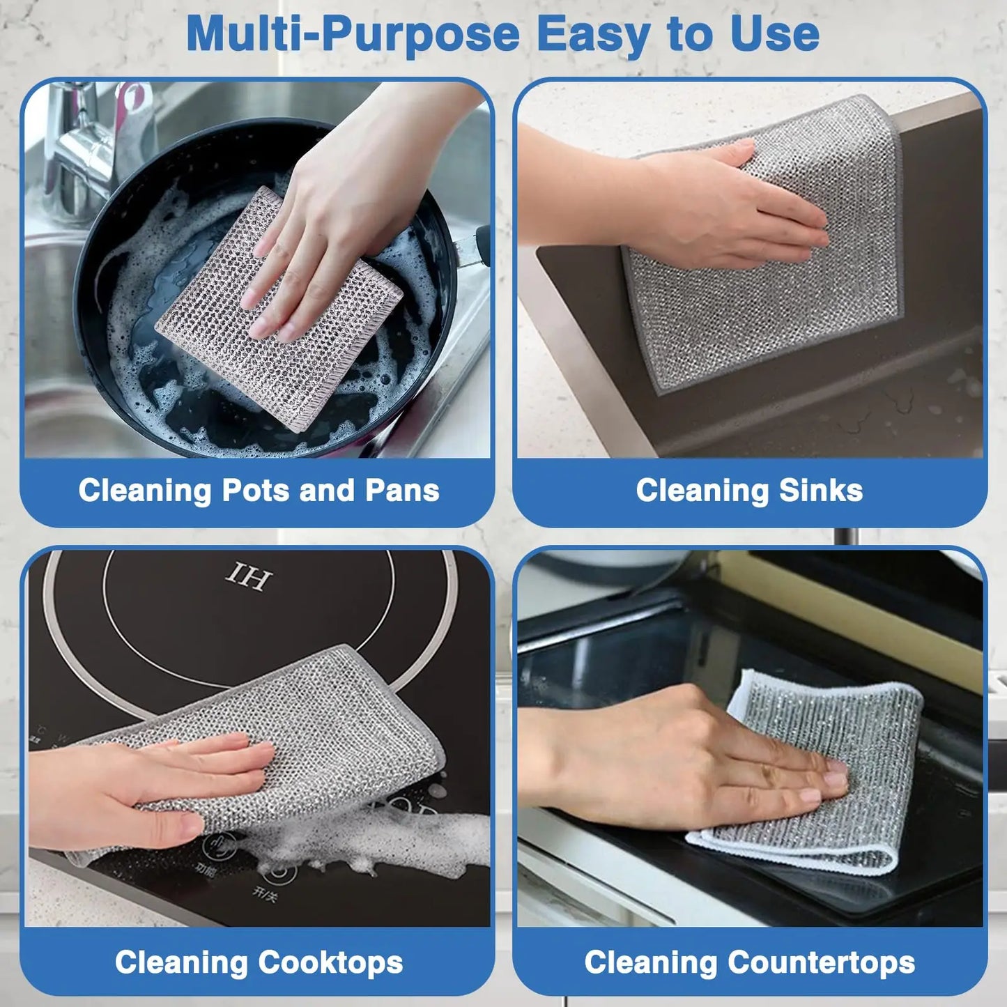 Multipurpose Wire Dishwashing Rags / Scrub Dish Cloths / Reusable / Scratch proof - Kitchen cleaning product