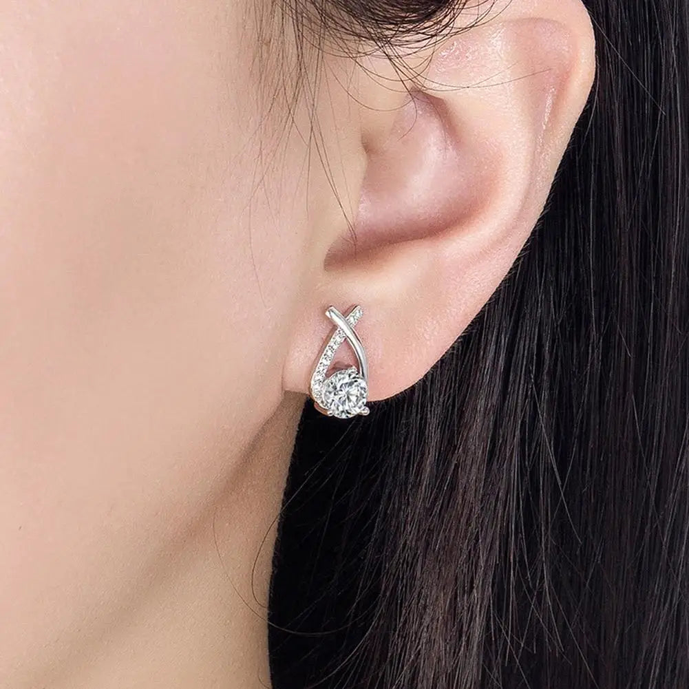 Fashion Cross Stud Earrings For Women Girls,  Elegant Crystal Jewelry, Gift