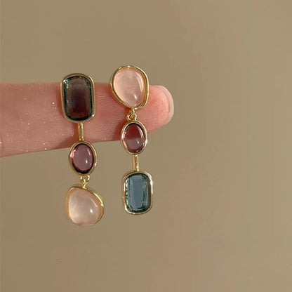 Vintage Asymmetric Colorful Retro Earrings for Women