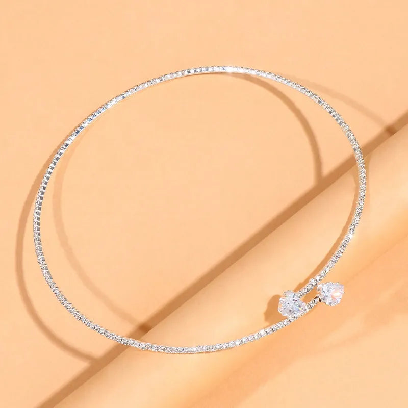 Rhinestone Heart Collar Choker – Elegant Neck Jewelry for Women