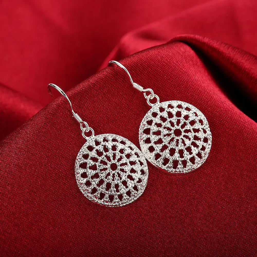 Hot charm 925 Sterling Silver necklace earrings Jewelry set for women Simple Retro Round Fashion Party Christmas Gifts wedding