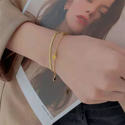 Stainless Steel Multilayer Chain Star Charm Necklace, Bracelet For Women | New Trend Jewelry Set