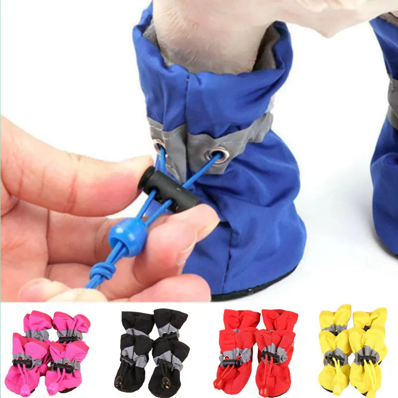 4pcs/set Waterproof Pet Shoes for dogs, cats | Anti-slip Rain Boots Footwear