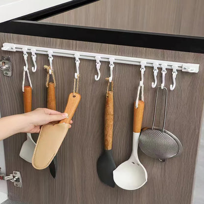 1PC Track cabinet wall hanging, slide type hook row kitchen row hook sliding hook multi-functional hole-free long row hook