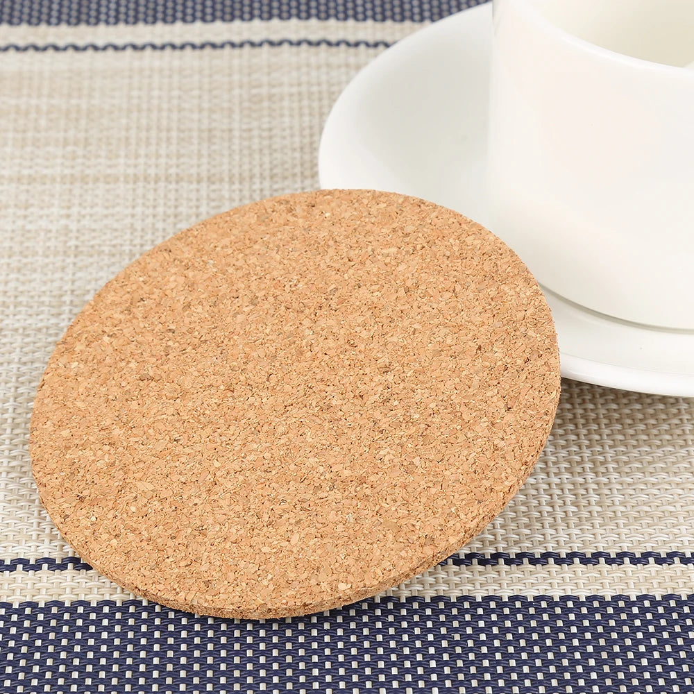 10-1Pcs Cork Coasters Handy Round Shape Dia 9cm Plain Natural Wine Drink Coffee Tea Cup Mats Table Pad Home Office Kitchen New