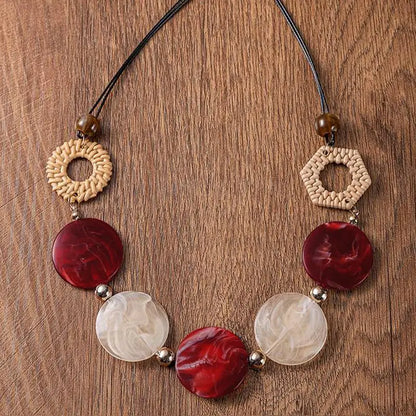 Vintage Handmade Acrylic Pendant Necklace Accessories for Women,  Fashion Jewelry