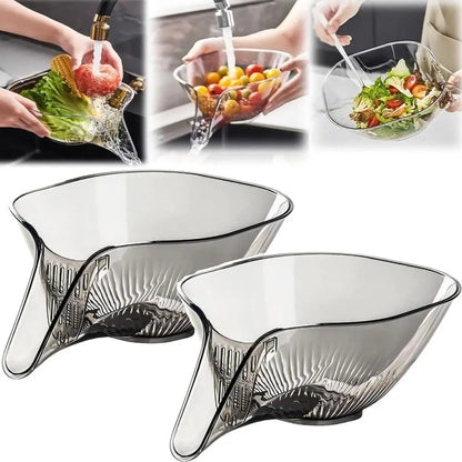 Kitchen Multifunctional Drainage Basket New Salad Fruit Plate Draining Bowl Plastic Vegetable Basin Household Sink