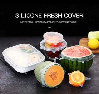 6 Pcs Silicone Cover  Stretch Lids for Kitchen, Microwave Food Covers, Bowl Caps, Universal Adaptable Lids