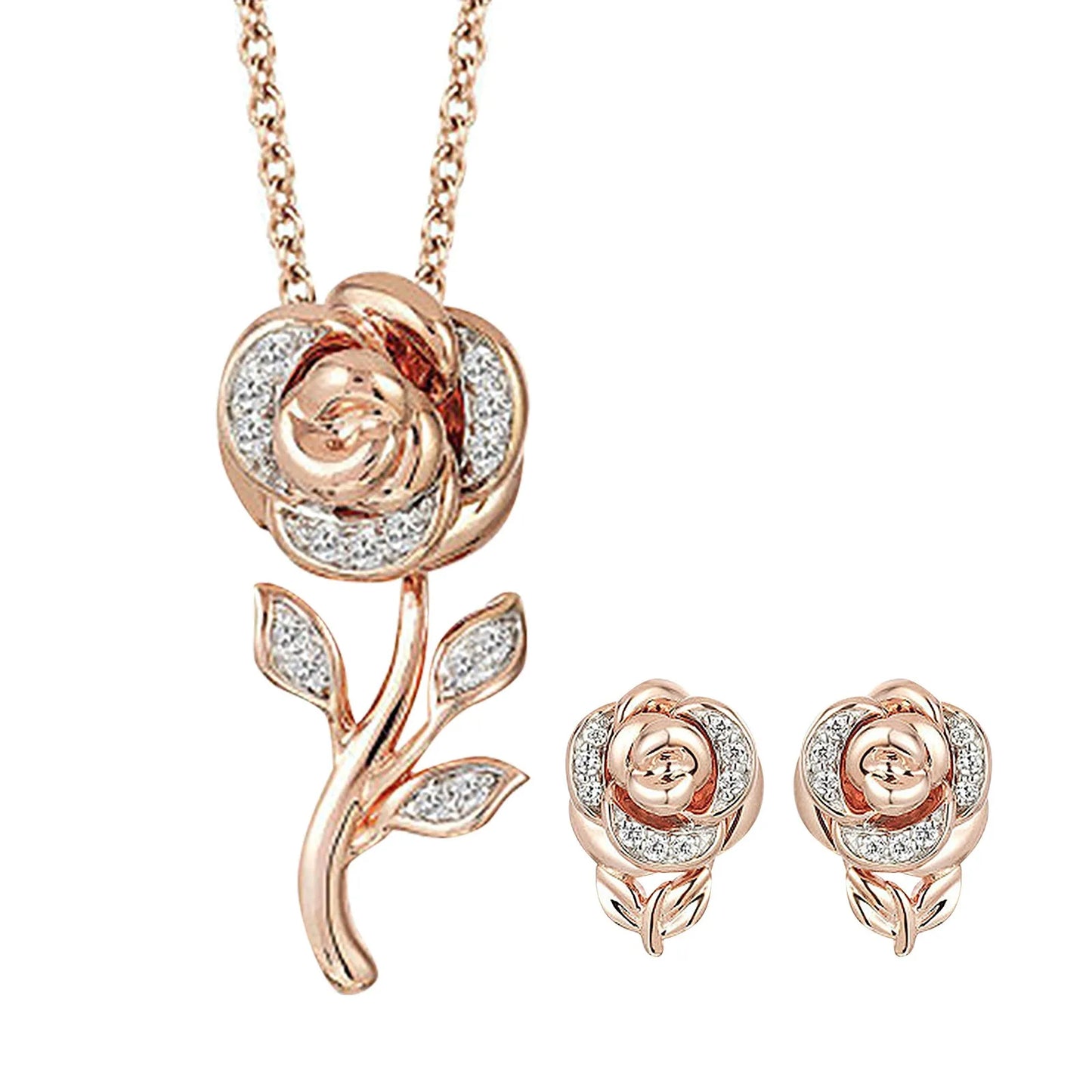 Rose gold, rose pendant set for women, girls - Gift item