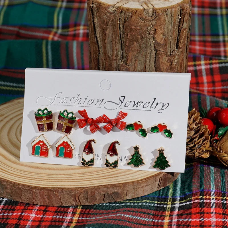 6 Pairs Christmas Combination Earrings Set for Women