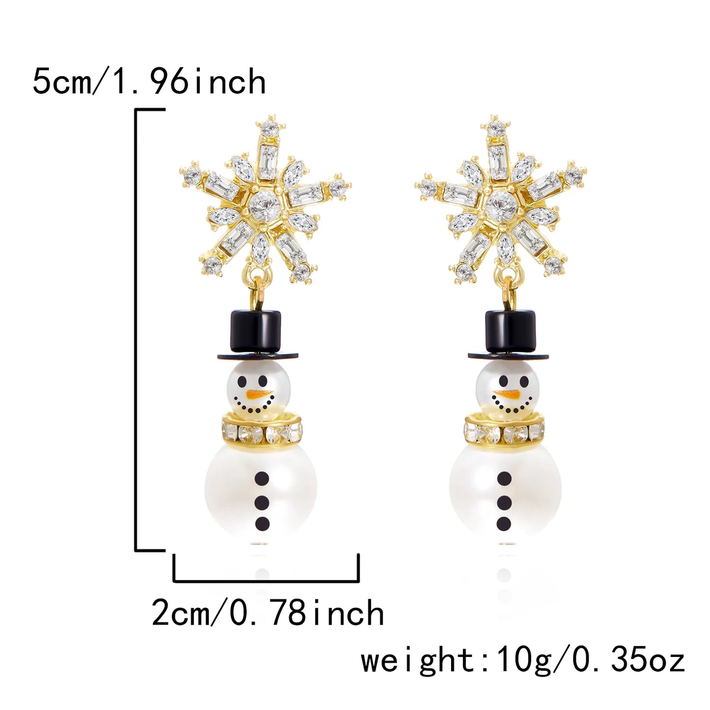 Luxury Fashion Christmas Rhinestone Snowflake Imitation Pearl Hat Snowman Earrings For Women Cute New Year Party Jewelry Gift