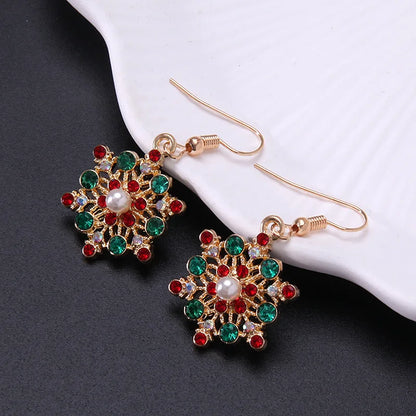 New Elegant Rhinestone Snowflake Drop Earring for Women / Fashion Crystal Zircon Dangle Earring / Christmas Jewelry Accessories