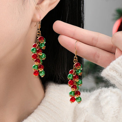 2Pc New Fashion Long Bell String Colorful Earrings Women's Christmas New Year Party Festivals Gift Cute Jewelry Versatile