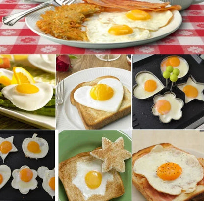 Stainless Steel Fried Egg Mold in different shapes, 5 pcs, Cooking Tools Kitchen Accessories Gadget