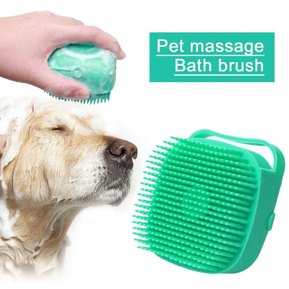 Pet Dog Shampoo Brush 2.7oz 80ml | Cat Massage Comb Grooming Scrubber  for Bathing | Soft Silicone Rubber