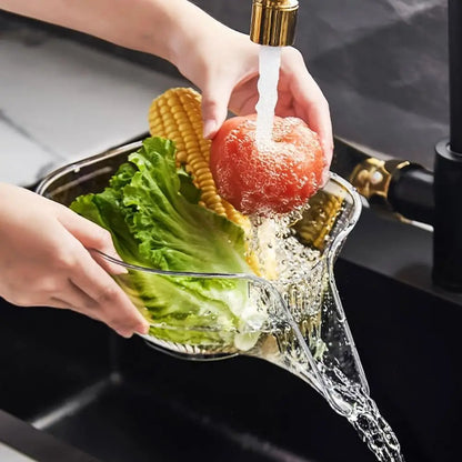 Kitchen Multifunctional Drainage Basket New Salad Fruit Plate Draining Bowl Plastic Vegetable Basin Household Sink