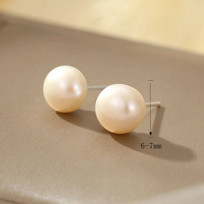 3 Pairs Of Natural Freshwater Pearl Earrings/White/Pink/Purple/Round / Sterling Silver Women's Earring