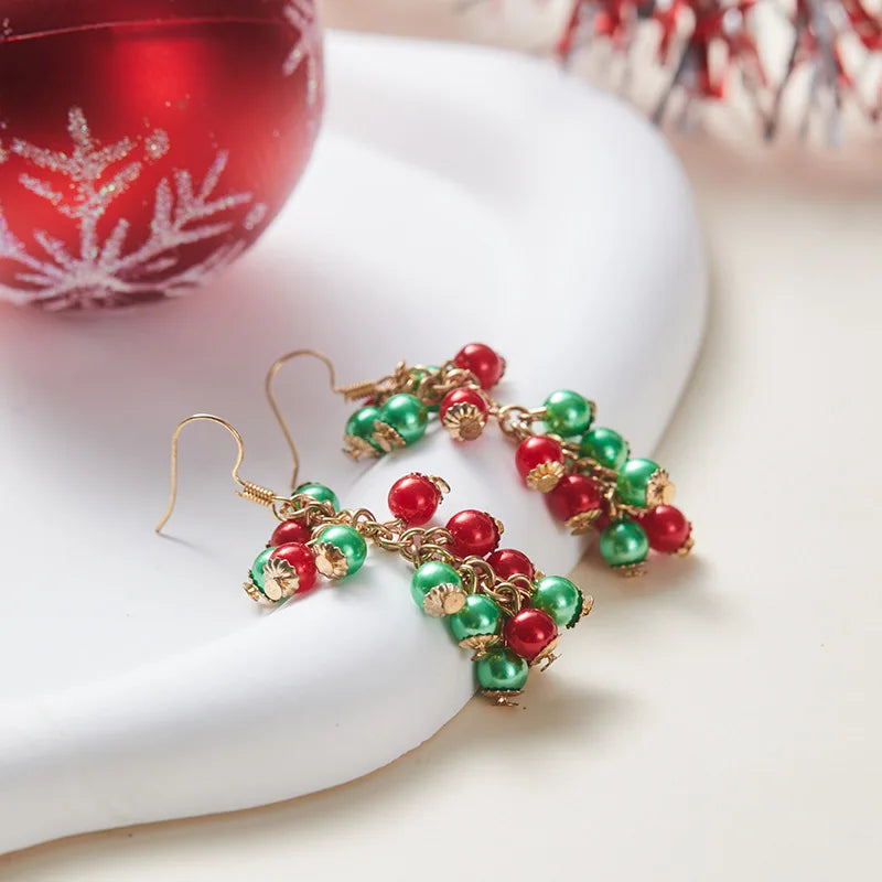 2Pc New Fashion Long Bell String Colorful Earrings Women's Christmas New Year Party Festivals Gift Cute Jewelry Versatile