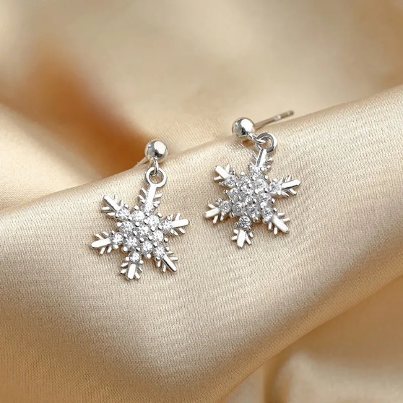 Red Bow Knot Snowflakes Drop Earring for Women / Christmas Gift