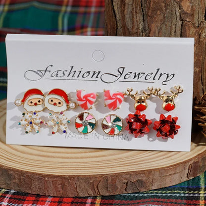 6 Pairs Christmas Combination Earrings Set for Women