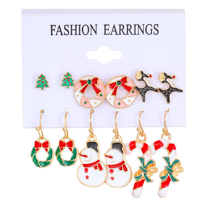 6 Pairs Christmas Combination Earrings Set for Women