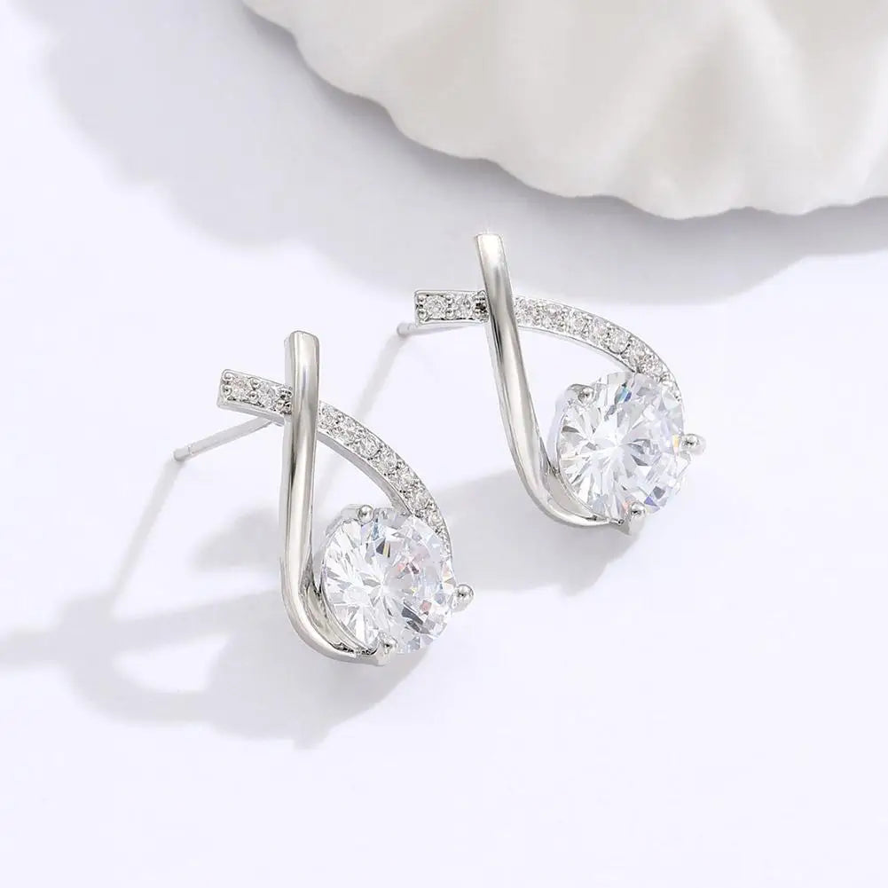 Fashion Cross Stud Earrings For Women Girls,  Elegant Crystal Jewelry, Gift