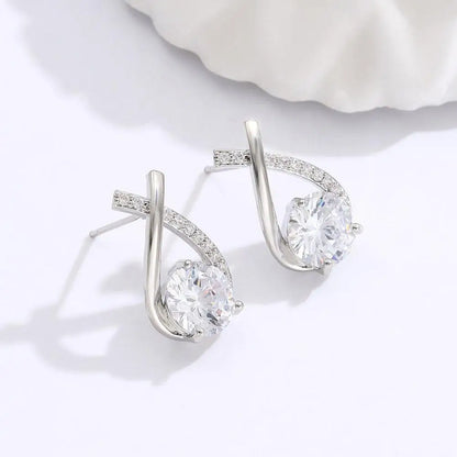 Fashion Cross Stud Earrings For Women Girls,  Elegant Crystal Jewelry, Gift