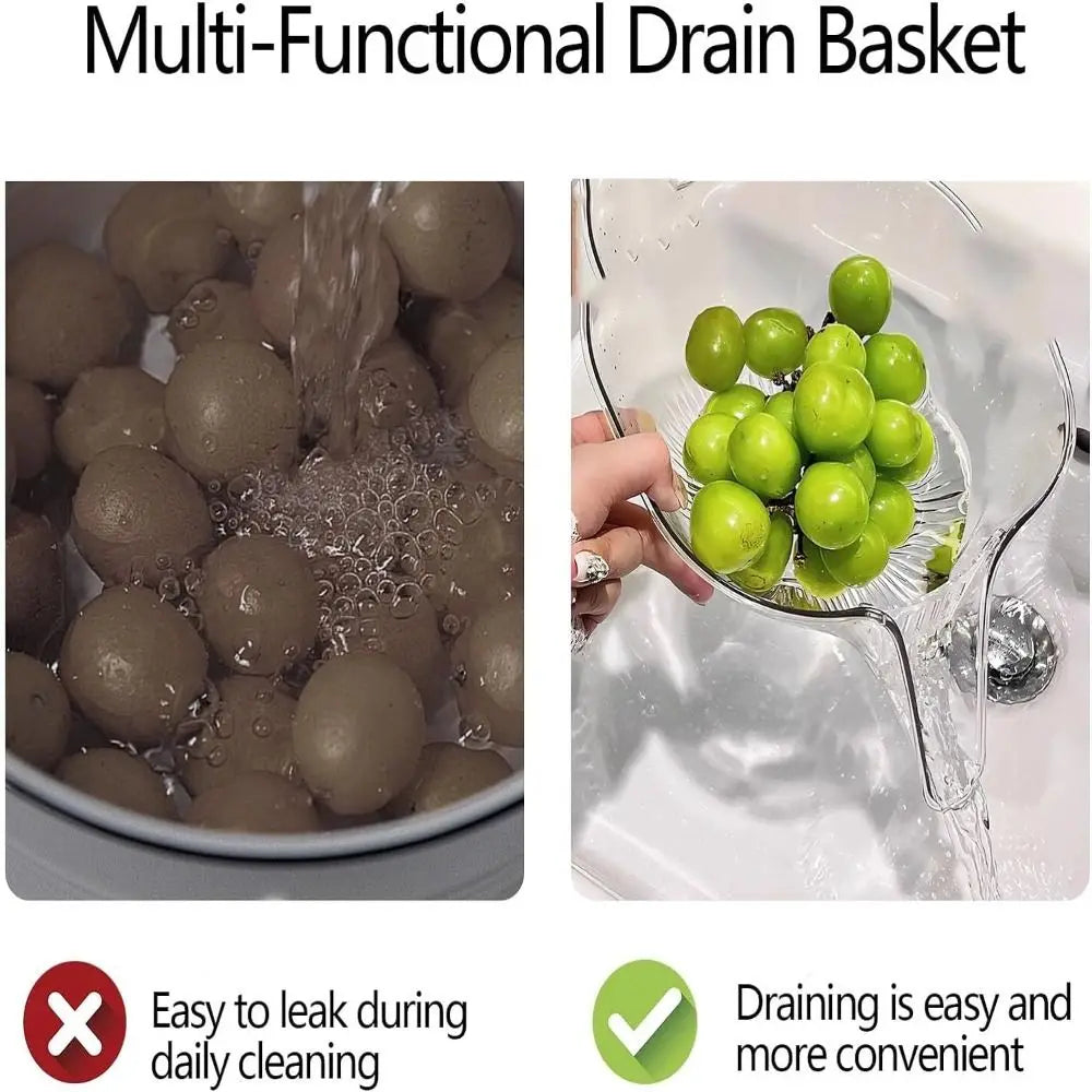 Kitchen Multifunctional Drainage Basket New Salad Fruit Plate Draining Bowl Plastic Vegetable Basin Household Sink