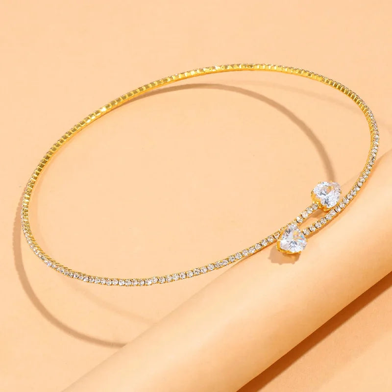 Rhinestone Heart Collar Choker – Elegant Neck Jewelry for Women