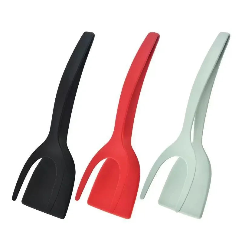 2 In 1 Nylon Grip Flip Tongs-Spatula Kitchen Accessory