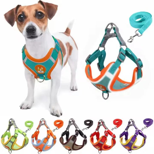 Dogs Adjustable Harness Leash Set for Small Medium Dogs | Harness Vest Reflective | Puppy Chest Strap | Pet Walking Outdoor Supplies