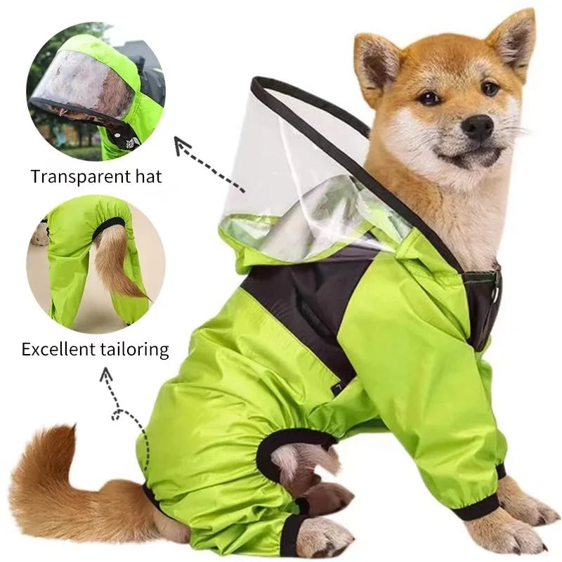 Dog Raincoat , Jumpsuit, Waterproof Dog Jacket