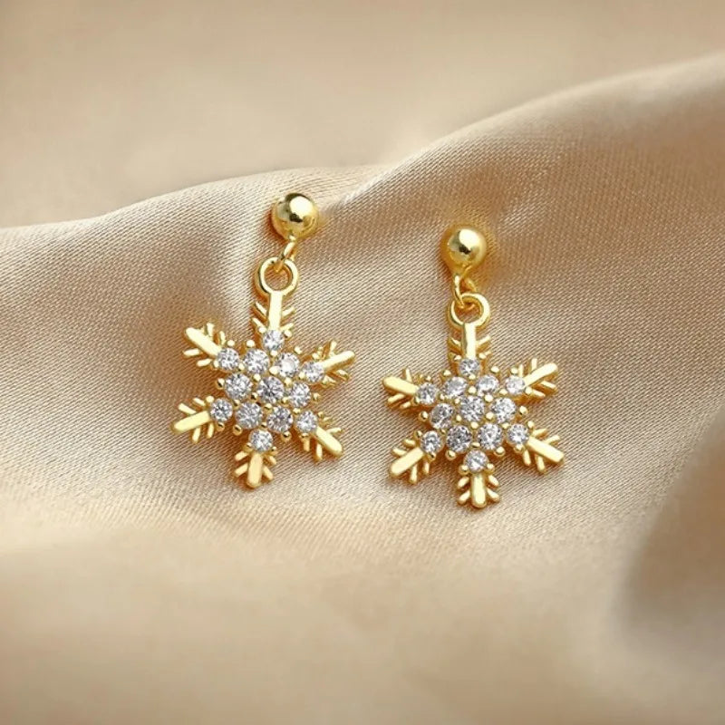 Red Bow Knot Snowflakes Drop Earring for Women / Christmas Gift