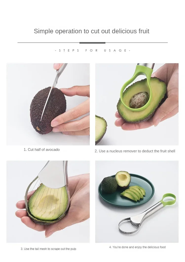 Avocado Knife Gadget Stainless Steel Cutter, Kitchen Gadgets for Fruit Cutting