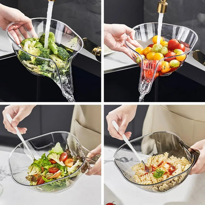 Kitchen Multifunctional Drainage Basket New Salad Fruit Plate Draining Bowl Plastic Vegetable Basin Household Sink