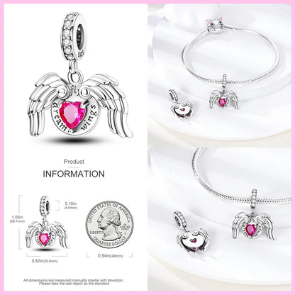 Real 925 Sterling Silver Pink Series Heart Charms Beads Fit Pandora 925 Original Bracelets DIY Mother's Day Jewelry Gift For Mom