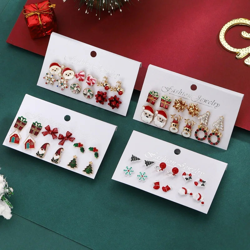 6 Pairs Christmas Combination Earrings Set for Women