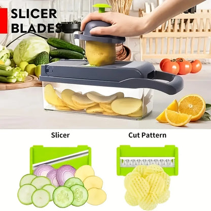 16 in 1 Multifunctional Vegetable Slicer Cutter Shredders Slicer With Basket Fruit Potato  Onion Mincer Chopper Carrot Grater