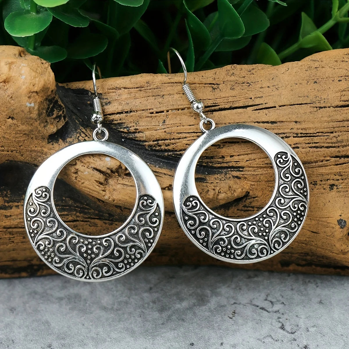 Boho Silver Earrings Necklace Combination Set