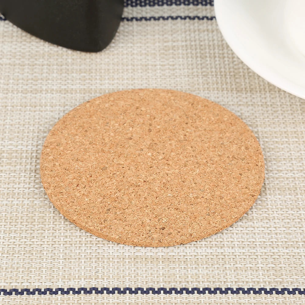 10-1Pcs Cork Coasters Handy Round Shape Dia 9cm Plain Natural Wine Drink Coffee Tea Cup Mats Table Pad Home Office Kitchen New