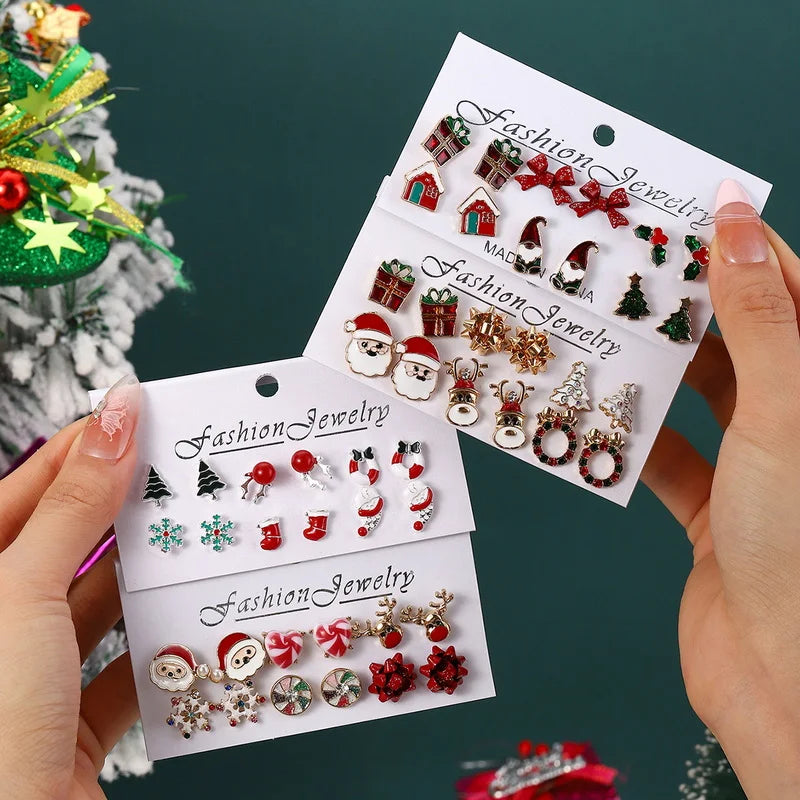 6 Pairs Christmas Combination Earrings Set for Women