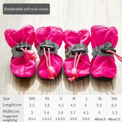 4pcs/set Waterproof Pet Shoes for dogs, cats | Anti-slip Rain Boots Footwear