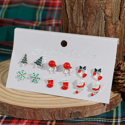 6 Pairs Christmas Combination Earrings Set for Women