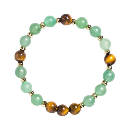 Yellow Tiger Eye Green Aventurine Bracelet  - Attracts Wealth, Career,  Luck / Natural Energy Stone / Jewelry Gift