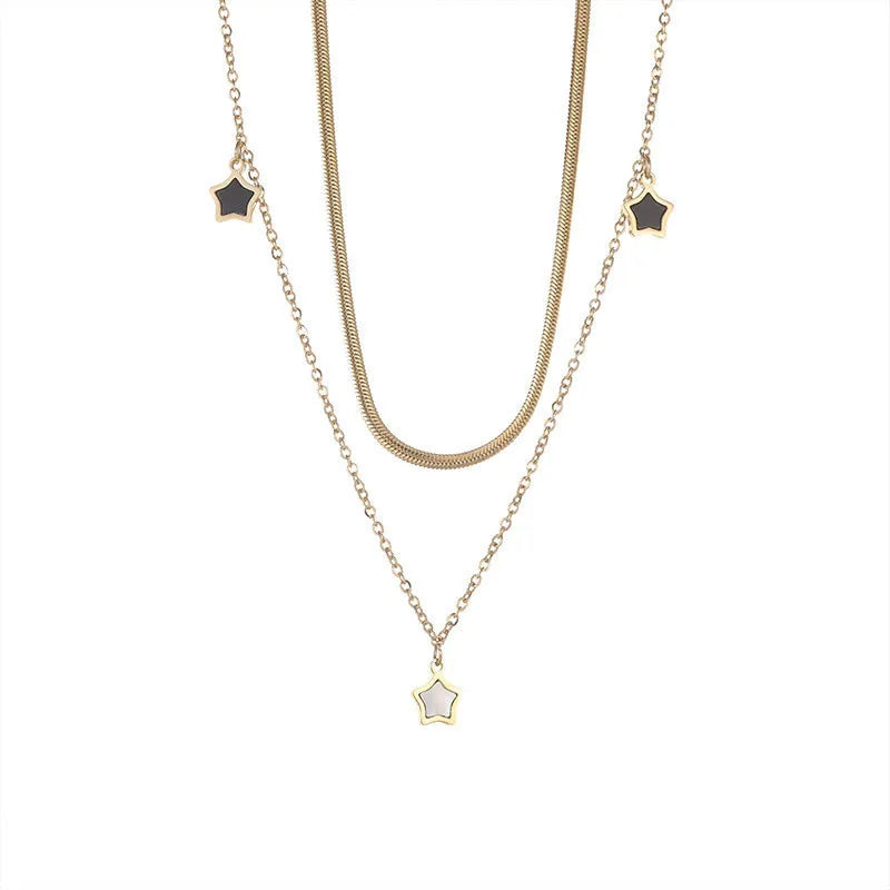 Stainless Steel Multilayer Chain Star Charm Necklace, Bracelet For Women | New Trend Jewelry Set