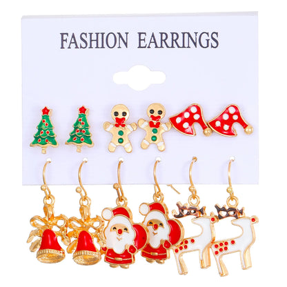 6 Pairs Christmas Combination Earrings Set for Women